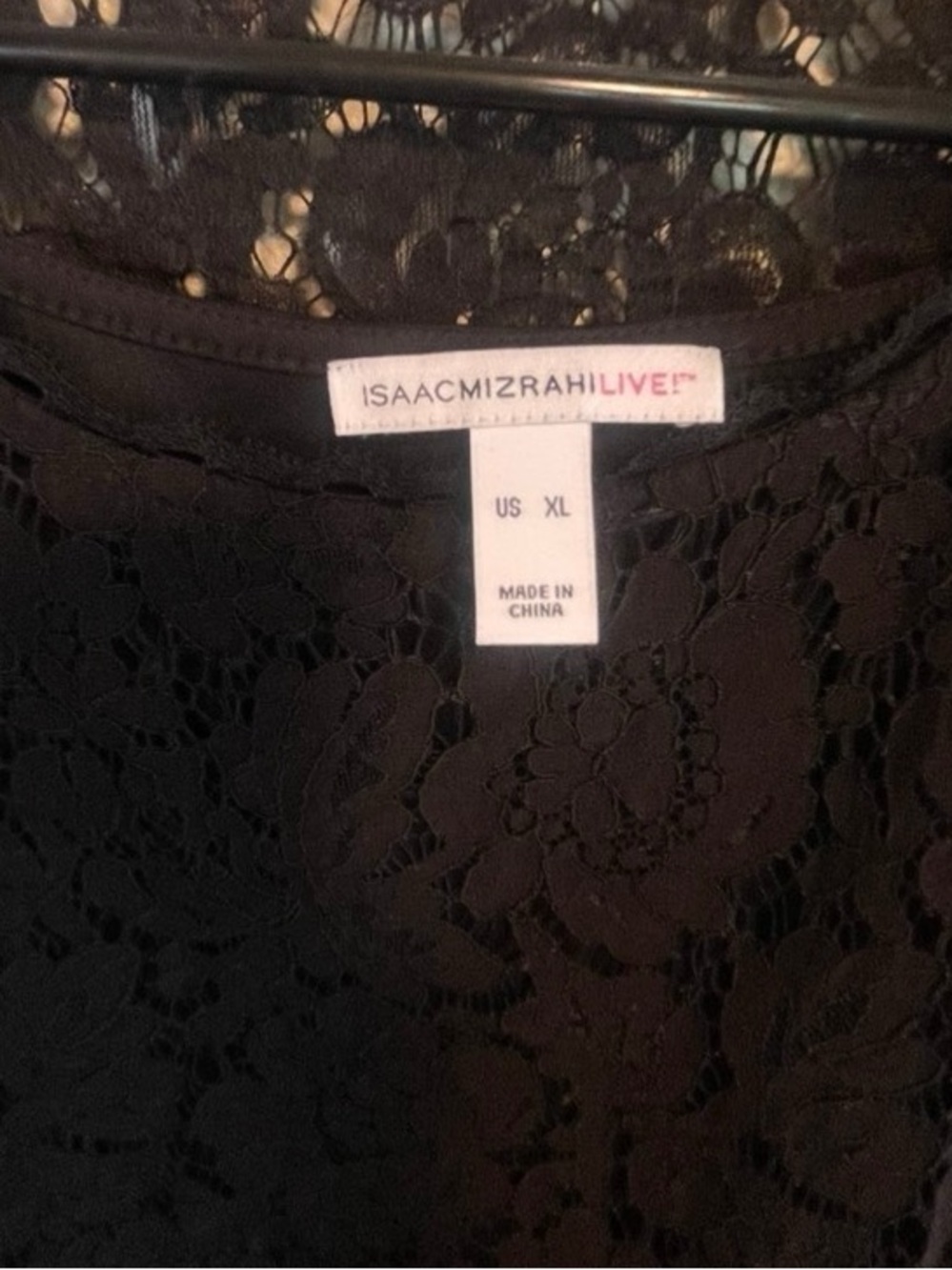 Isaac Mizrahi Live XL Black Floral Lace Bell Sleeve Blouse Date Night - Picture 3 of 9